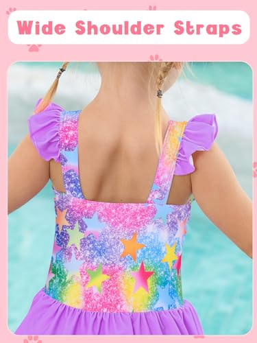 Ruffle Mermaid One-Piece Swimsuit for Toddler Girls 2-7Y
