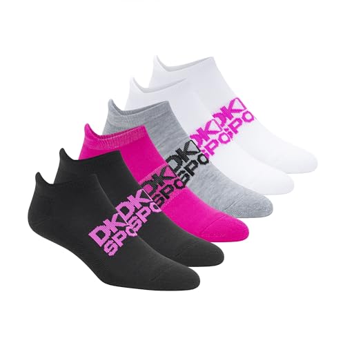 DKNY Women's 6 Pack Pink/Black/White Low Cut Sport Cushioned Socks Size 9-11