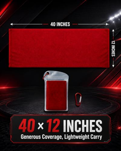 immoono Red Cooling Towels Pack of 20 40x12" Microfiber Workout Towels for Gym Yoga & Sports
