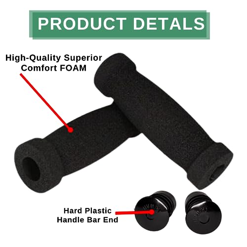 Mountain Bike Handlebar Grips - Ergonomic Foam Rubber - 125mm Pair