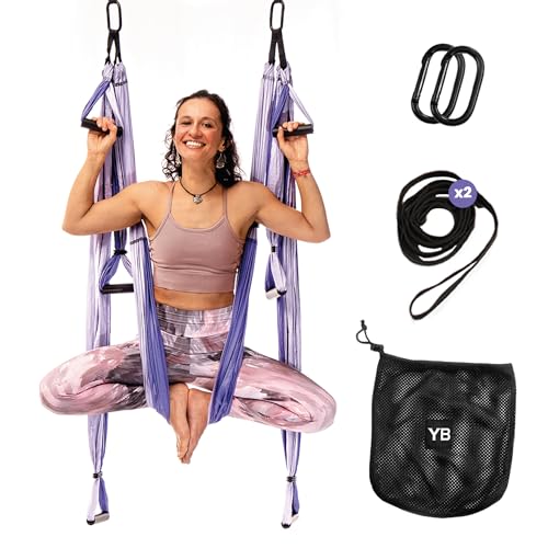 Yoga Trapeze Swing Set - Back Pain Relief & Inversion Therapy - Purple