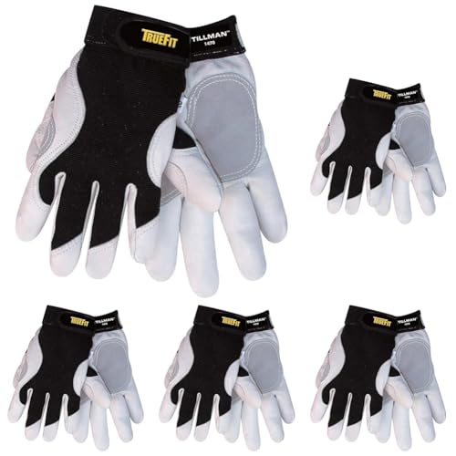 Airgas 1470M Tillman TrueFit Premium Mechanic Glove, Black/White, Medium