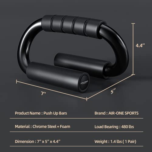 Push Up Bars with Extra Thick Foam Grip - Black / L