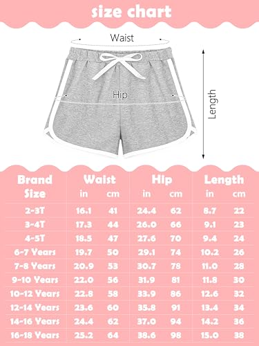 Resinta Toddler Girls Athletic Shorts 12-14 Years Cotton Running Shorts - Black/Gray/Beige