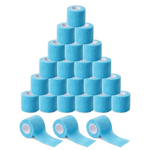 Self-Adhesive Grip Cover Wraps 2-Inch x 5 Yards - Baby Blue, 24pcs - Sports & Tattoo Use