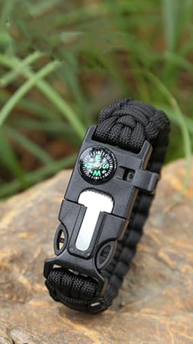 Durable Paracord Wristband for Outdoor Survival - Black