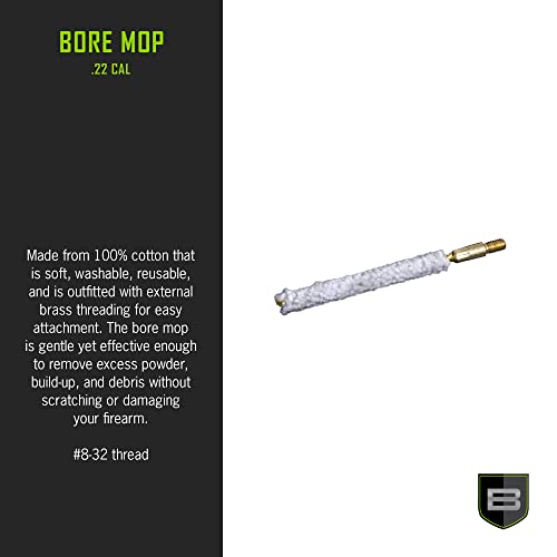 Cotton Bore Mop for .22 Caliber Firearms - #8-32 Threaded Cleaning Swab