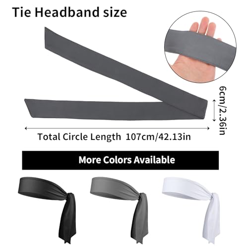 Adjustable Sports Headbands - 3-Pack Sweat Wicking - Black, White, Dark Gray