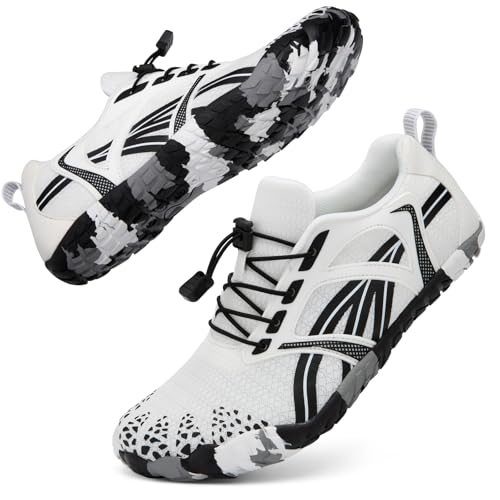 Barefoot Water Shoes for Men & Women - Quick Dry Aqua Shoes 8.5 Women/7 Men - White