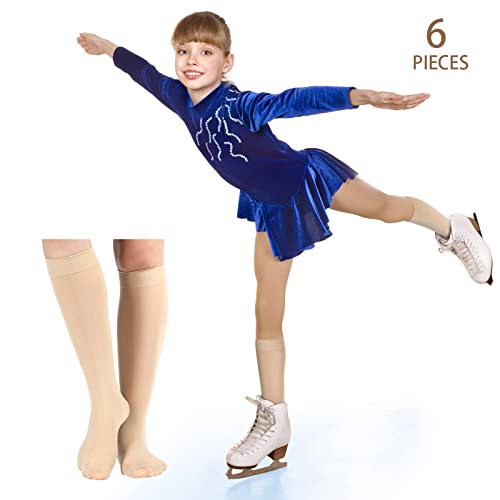 SATINIOR 6 Pairs Ice Skating Socks for Women Knee High Nylon