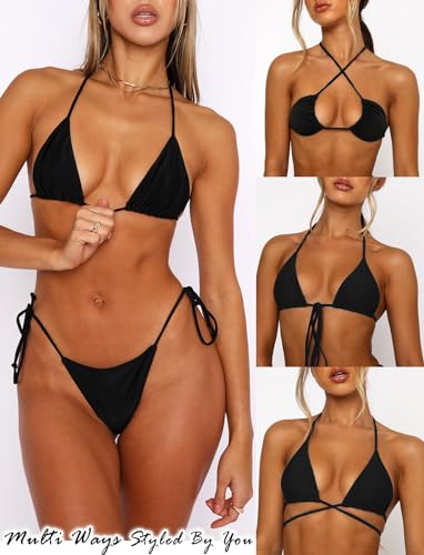 Sexy Triangle Bikini Top for Women - Black, Large