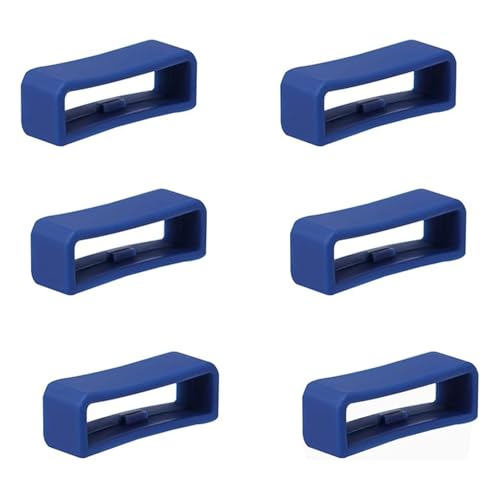 18mm Silicone Watch Band Keeper Loop - 6 Piece Set, Dark Blue