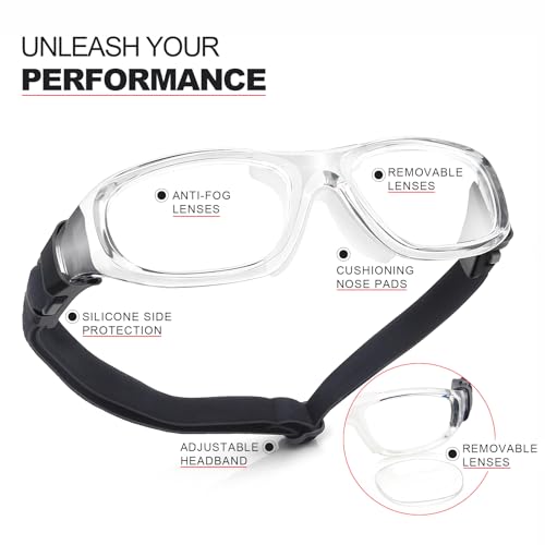 Anti Fog Sports Goggles - UV Protection for Basketball, Racquetball, Pickleball - Transparent