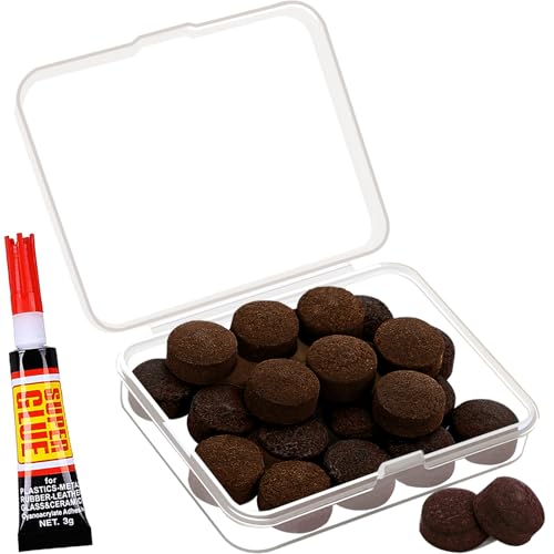 13MM Billiard Cue Tips - 100% Leather, 20pcs, Brown