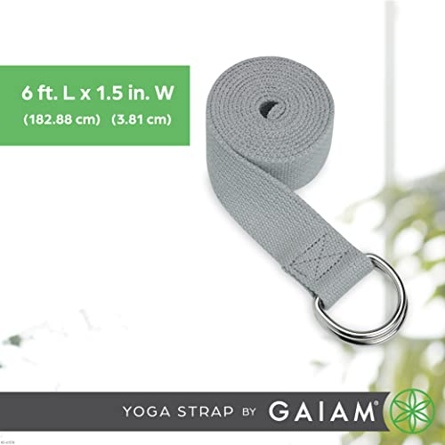 Yoga Strap with Adjustable Metal D-Ring - 8ft Black Stretch Band