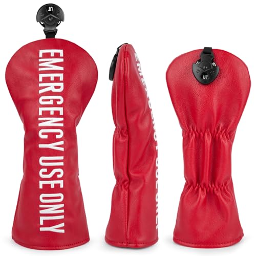 Hybrid Golf Headcover - Red Leather Driver & Fairway Wood Cover