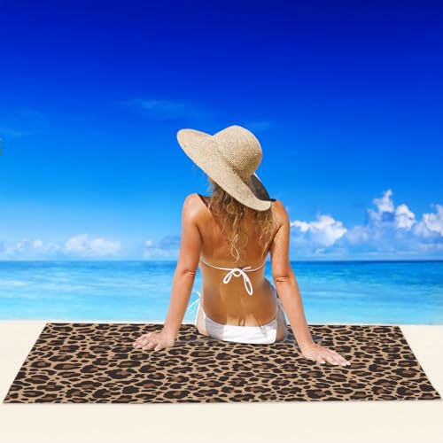 Franala Leopard Print 30x60in Beach Towel - Quick-Dry Lightweight Towel for Travel, Yoga, Swim
