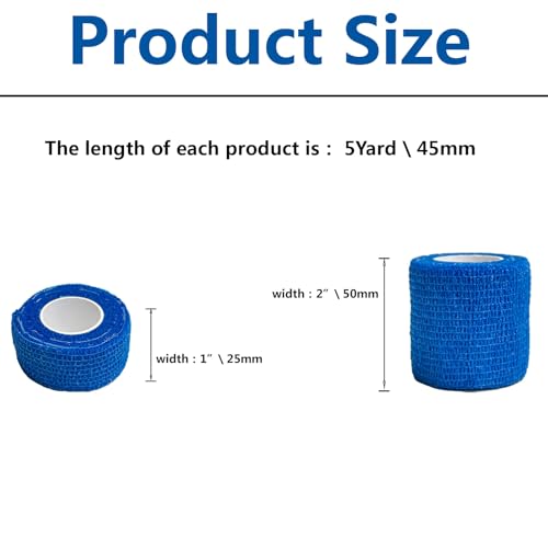 Self Adhesive Bandage Wrap - 6 Rolls, 1in & 2in, Water-Resistant