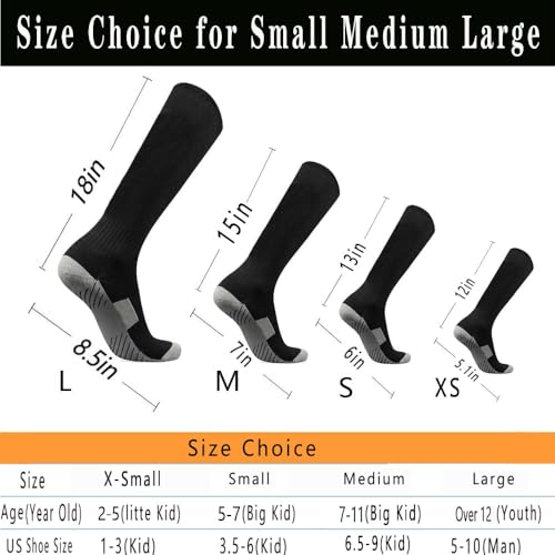 Baseball Socks - 3 Pairs for Kids & Adults - Small/Black