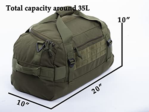 XMILPAX Olive Drab Tactical Duffle Bag 35L MOLLE Gear Travel Bag for Hunting & Camping