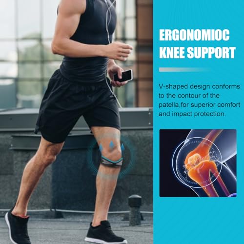 Patellar Tendon Support Strap - Non-Slip Silicone Knee Brace - One Size - Black