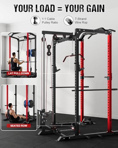 C1-V4 Power Cage - 2000LBS Squat Rack with LAT Pulldown
