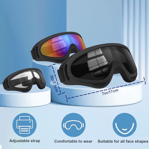 3 Pack Ski Goggles - UV Protection & Dustproof for Off-Road Racing