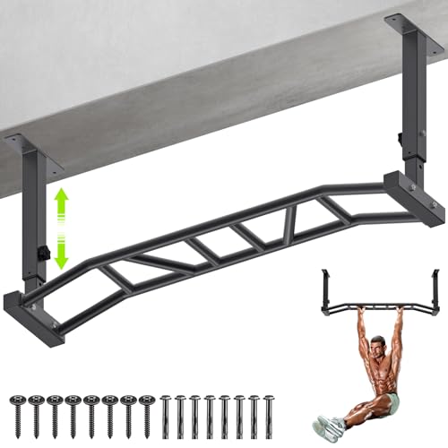 Heavy Duty 48" Ceiling Mounted Pull Up Bar - Multi-Grip 8.3"x2"