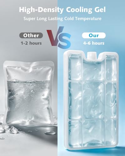 Pecute Reusable Gel Ice Packs for Cooler, 4 Pack - Slim, Freezable Lunch Box Ice Packs