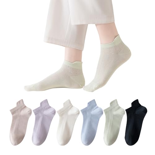 Mottee&Zconia Women's Ankle Socks 6-Pack - Cute Cotton Mesh Athletic Low Cut Socks