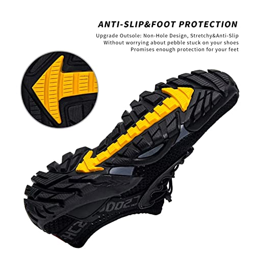 SOBASO Water Shoes Women Men Quick Dry Aqua Beach Swim Footwear All Black 12 Women / 10.5 Men