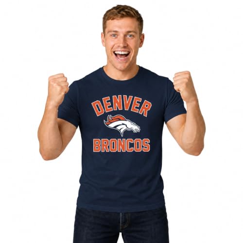 Denver Broncos NFL Gameday Cotton Blend T-Shirt 4X-Large Navy Men Women