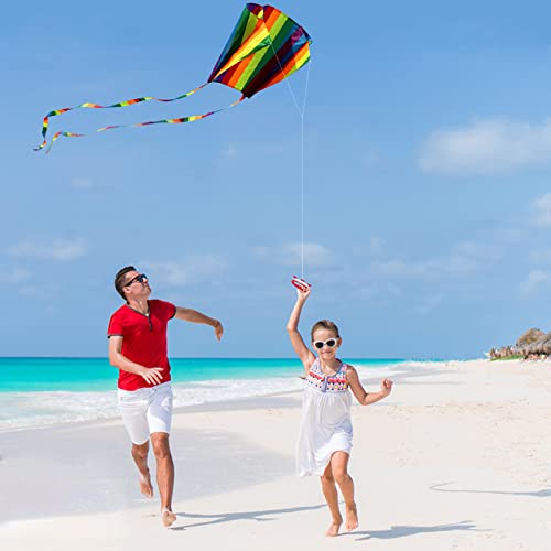 HENGDA Rainbow Parafoil Kite for Kids & Adults - with 700ft Reel String, Easy Fly, No Assembly, Beach Fun (Variation: rainbow kite)