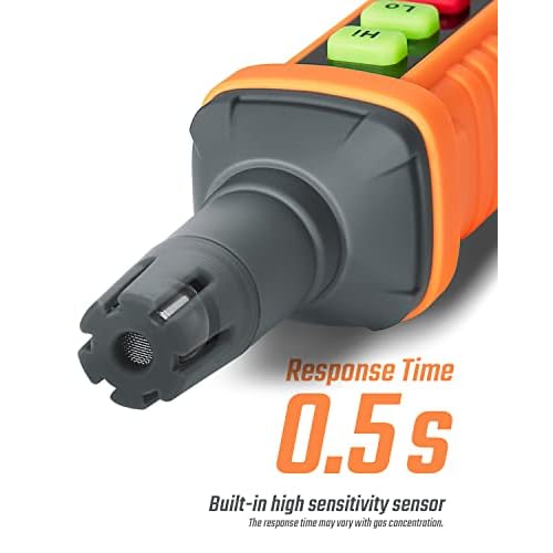 TopTes PT210 Gas Leak Detector, Natural Gas Detector with Audible & Visual Alarm, Locating The Source of Propane, Methane, and Combustible Leaks for Home and RV (Includes Battery x2) - Orange