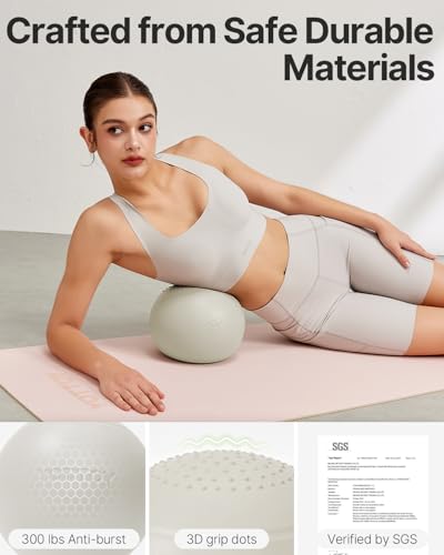 9-Inch Extra-Thick Pilates Ball - White Anti-Burst Stability Ball
