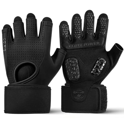 COFIT Medium Padded Workout Gloves with Wrist Support for Men Women - Gym & Weight Lifting