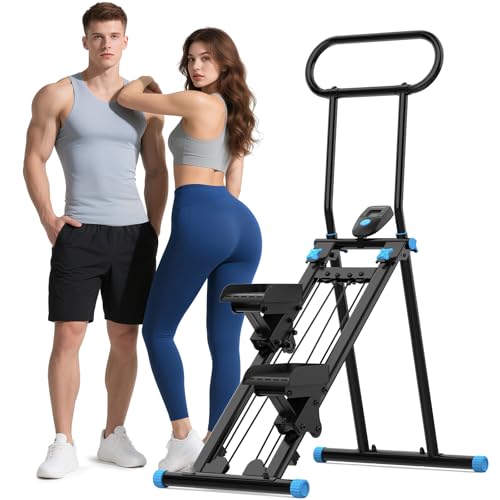 Stair Stepper for Home Workout - Adjustable Resistance & Handlebar - Black