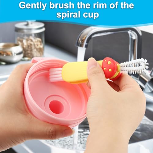 3-in-1 Multifunctional Cup Lid Cleaning Brush Set - 3 Piece Mushroom Design
