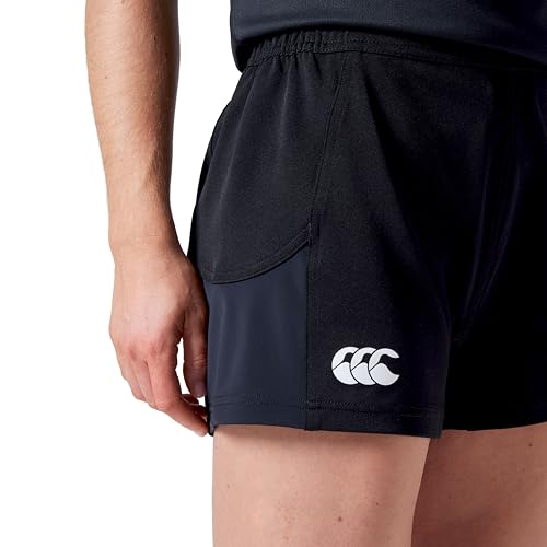 Canterbury Mens Advantage Rugby Shorts 2.0 Black XL – Elastic Waist, Recycled Material