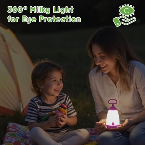 PEPTRONIC Kids Camping Lantern & Night Light (Purple) – 3-Mode 360° Eye-Safe, IPX4 Waterproof