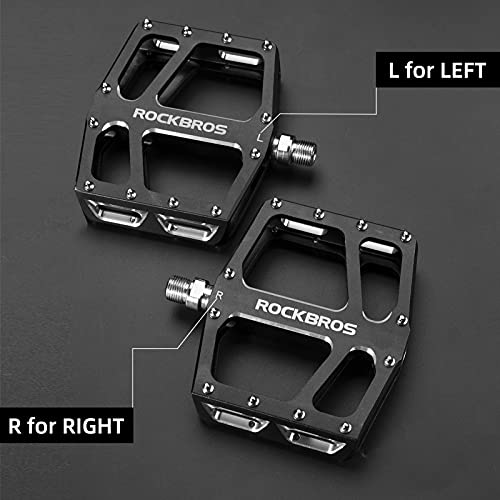 ROCKBROS Aluminum MTB Pedals - Wide Flat Bicycle Platform with Sealed Bearings