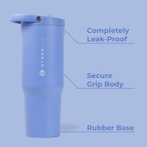 HydroJug Sport - 40oz Stainless Steel Tumbler with Straw | Vacuum Insulated, Leakproof, Ergonomic Design, Light Blue