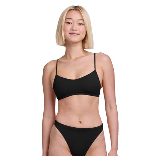 JOLYN Eryn Women's Bikini Top - Black, Small, Scoop Neck & Adjustable Sliders for Surfing & Water Sports