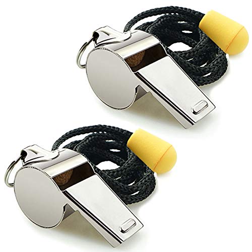 Stainless Steel Whistle Set - 2 Pack with Lanyards for Coaches & Officials