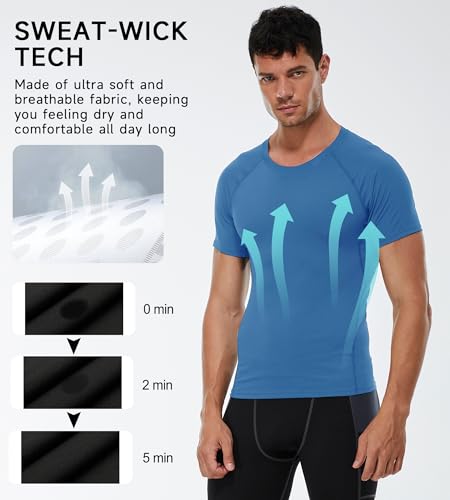 Men's Short Sleeve Compression Shirt - Cool Dry Athletic Undershirt