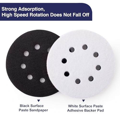 5 Pack 5 Inch Orbital Sander Pads, 8 Holes Sponge Sanding Pads Foam Sanding pad for Orbital Sander