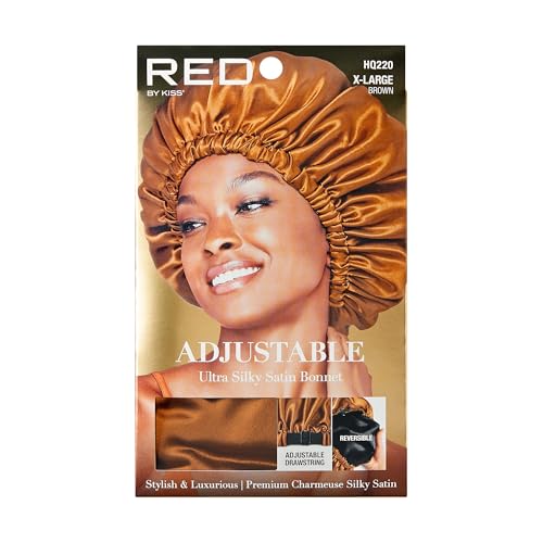 Reversible Satin Adjustable Bonnet - XL Black & Brown