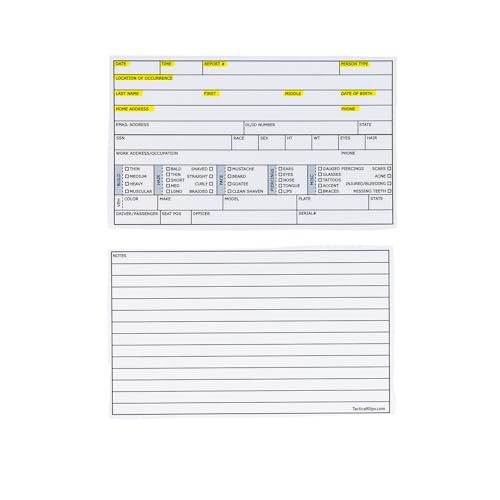 100 Pack Tactical Pocket Klipboard FI Cards for First Responders | Fits 3x5 Index Cards