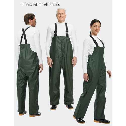 Town & Field Waterproof Overall Rain Pants, Heavy-Duty Rubber Bib, Unisex Fit Workwear for Industrial, Fishing, Farming