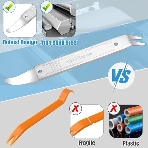 4140 Dual-purpose Steel Pry Bar, Multi-Function Trim Removal Tool for Automotive Panel,Planes Panel, Interior &exterior Trim Removal (Silver Pry Tool 1pc)